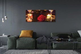 Duży obraz na płótnie Wieczór z Różą i Winem