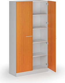 Metalowa szafa z drewnianymi drzwiami, demontowana, 1950 x 1000 x 400 mm, czereśnia