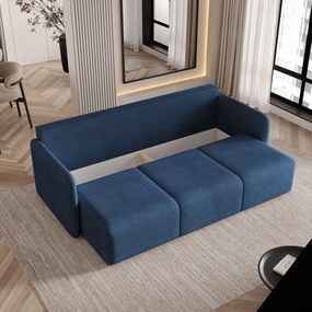 Masseno Sofa SUVI III z funkcją spania i pojemnikiem na pościel, Rozkładana sofa - Niebieski, NEVE 77