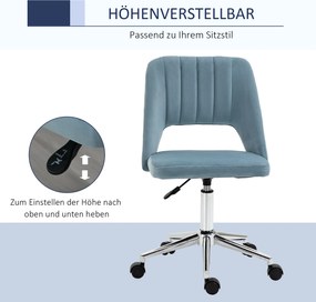 Vinsetto Krzesło Biurowe Obrotowe Kształt Muszli Pielgrzyma Regulowane Aksamitnopodobny Poliester Niebieskie | Aosom PL