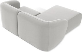 Jasnoszary aksamitny narożnik (lewostronny/z szezlongiem) Lani – Makamii