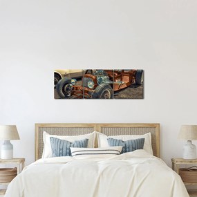 Obraz brązowego samochodu (z zegarem) (90x30 cm)