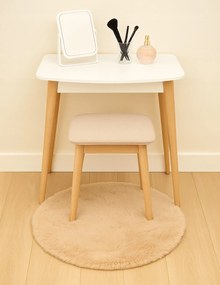 Dywanik futrzany beżowy okrągły FI80cm miękki puszysty guma antypoślizgowa