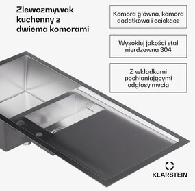 Klarstein TitanSteel zlewozmywak kuchenny z ociekaczem, 100 x 45 cm (dł. x szer.)