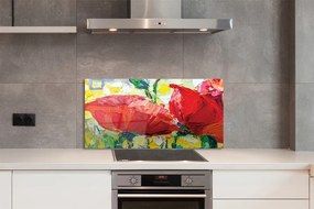 Szklany Panel Bukiet Czerwonych Kwiatów