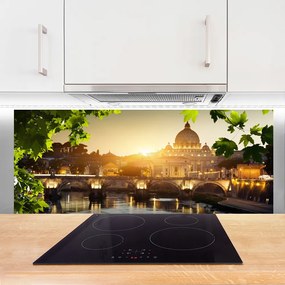 Szkło do Kuchni na Ścianę Nowoczesny Most nad Rzeką