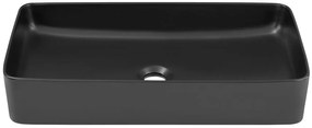 Czarna prostokątna ceramiczna umywalka nablatowa L2-F79