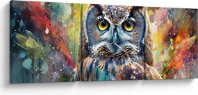 Obraz - Malowanie sowy (z zegarem) (90x30 cm)