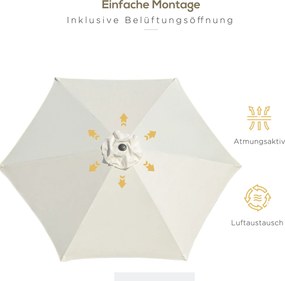 Parasol ogrodowy przeciwsłoneczny zginany z korbką aluminium 180/㎡ poliester kremowo-biały outsunny