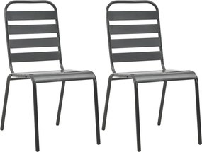 Zestaw szarych metalowych krzeseł ogrodowych K2-D58