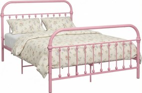 Różowe metalowe łóżko loftowe 120x200 cm F8-P67
