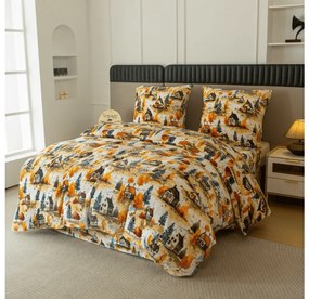 PrzytulneMieszkanie.pl PrzytulneMieszkanie.pl Pościel z mikropluszu AUTUMN VILLAGE kolorowa Rozmiar pościeli: 2 szt 70 x 90 cm | 200 x 220 cm