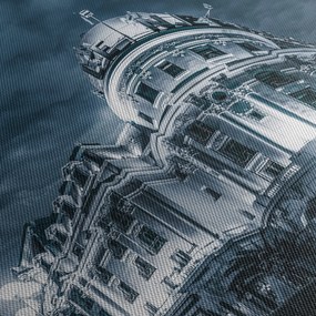 Obraz architektury w ciemności (z zegarem) (90x30 cm)