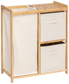 Regał bambusowy z koszem na pranie TIDY BOX i pojemnikami, 66 x 33,3 x 78,5 cm