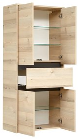 Wysoka wisząca szafka łazienkowa w dekorze sosny w naturalnym kolorze 146x67 cm Quickset 393 – Pelipal