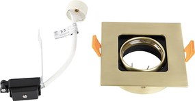 Zestaw 6 kwadratowych reflektorów wpuszczanych z regulacją, mosiądz - Artemis