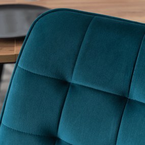 Zestaw Stół Okrągły Rozkładany HARRY 102-142 cm Dąb Craft/Czarny i 4 Krzesła Tapicerowane RICK Turkusowe Nowoczesne