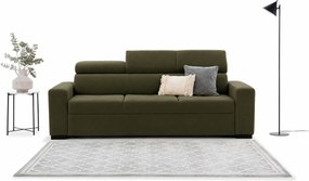 Sofa trzyosobowa Modeno z funkcją spania - oliwkowy welur hydrofobowy Monolith 38 - Wyprzedaż ekspozycji