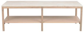 Biało-naturalny stolik z kamiennym blatem 140x60 cm Orwel – Rowico