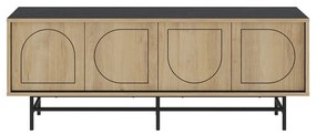 Czarna szafka pod TV w dekorze dębu 149,5x56,5 cm Giana – Marckeric