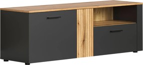 Szafka RTV z lamelami grafit + dąb evok K5-G65