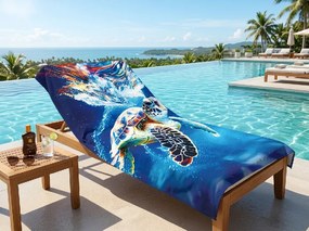 Szybkoschnący ręcznik plażowy XXL CHELONIA niebieski 150 x 210 cm, 100% mikrofibra