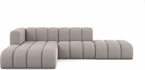 Narożnik w kształcie L z pufą Grand Mini, tkanina Salvador, Szary, Lewy