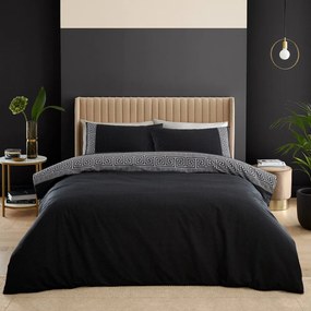 Czarna pościel dwuosobowa 230x220 cm Artemis Greek Key – Catherine Lansfield