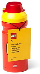 Czerwona butelka na wodę z żółtą zakrętką LEGO® Iconic, 390 ml