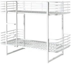 Białe metalowe piętrowe łóżko dziecięce ze stelażem 90x200 cm Oscar – Vipack