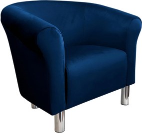 Fotel Milo tkanina Welur wygodny fotel tapicerowany do salonu i sypialni : Kolor nogi - Chrom, Kolor tkaniny - VELVET - MG16, Wysokość nogi - 15 cm