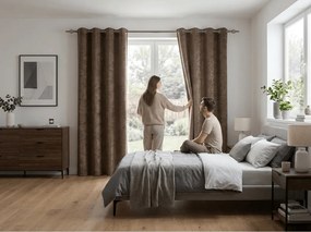 Zaciemniająca zasłona LOOM VELVET 140x250 cm, brązowa Zawieszanie: Metalowe pierścienie