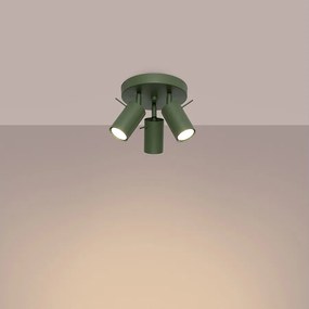 Lampa sufitowa nowoczesny Briix, stal - 3 źródło światła 3000K - L.19.5 x H.18.5 cm - zielony oliwkowy