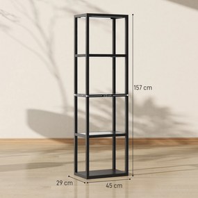 HOMCOM RGB lampa stojąca z szklanymi półkami, 4-poziomowa lampa LED z pilotem, synchronizacja muzyki, czarna