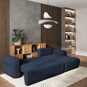 Masseno Narożnik MODENZA z funkcją spania i pojemnikiem na pościel Narozniki L, Rozkładana sofa - Niebieski, NOW OR NEVER 79