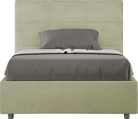 Łóżko wyposażone w stelaż z listwami tapicerowane 120x200 microfibra zielony Mika