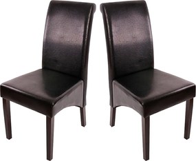 Krzesło do jadalni Cesena (zestaw 2 sztuk), skóra, czarny, ciemne nóżki