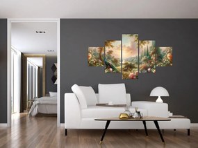 Obraz - Pawie w ogrodzie (125x70 cm)