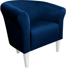 Fotel Milo tkanina Welur wygodny fotel tapicerowany do salonu i sypialni : Kolor nogi - Biała, Kolor tkaniny - VELVET - MG16, Wysokość nogi - 20 cm