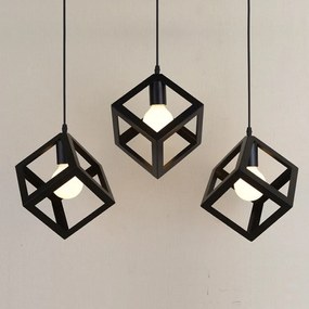 Lampa sufitowa metalowa loft sześcian wisząca AT40-3SZ-Black