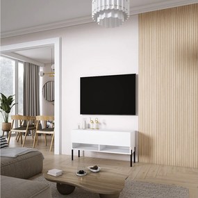 Szafka pod telewizor 100 cm Biały Mat, nóżki proste czarne, 100 × 32 × 52 cm