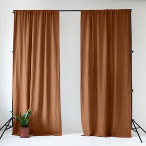 Brązowa lniana zasłona 140x200 cm Hazelnut – Linen Tales