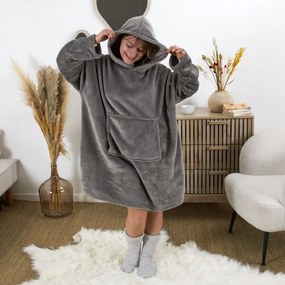 Koc bluza z rękawami i kapturem SOFTIE brązowo-pomarańczowy
