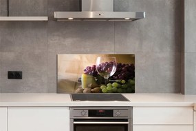 Szklany Panel Pusty Kieliszek i Winogrona