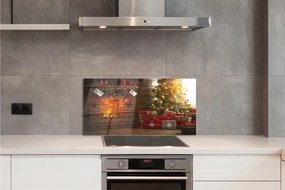 Szklany Panel Świąteczny Kominek z Prezentami