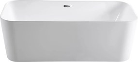 Wanna wolnostojąca akrylowa prostokątna akrylowa 170 x 78 cm biała GLESIO z przelewem chrom | Możliwa opcja Go Color : Wybierz swój kolor - biały