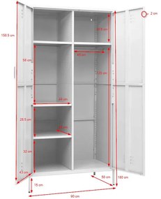 Różowa stalowa szafa gospodarcza na nóżkach N3-K53