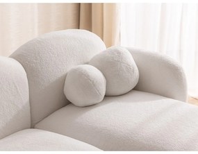 Kremowy narożnik z materiału bouclé (prawostronny/z szezlongiem) Orbit – Ropez