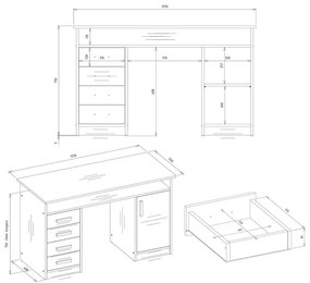 Biurko z szufladami antracyt + dąb artisan S1-D10