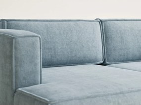 Jasnoniebieski rozkładany/ze schowkiem narożnik z tkaniny szenilowej (lewostronny/z szezlongiem) Velto – Maison de Rêve